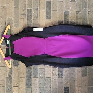 Worthington, black/purple bodycon dress, size 10